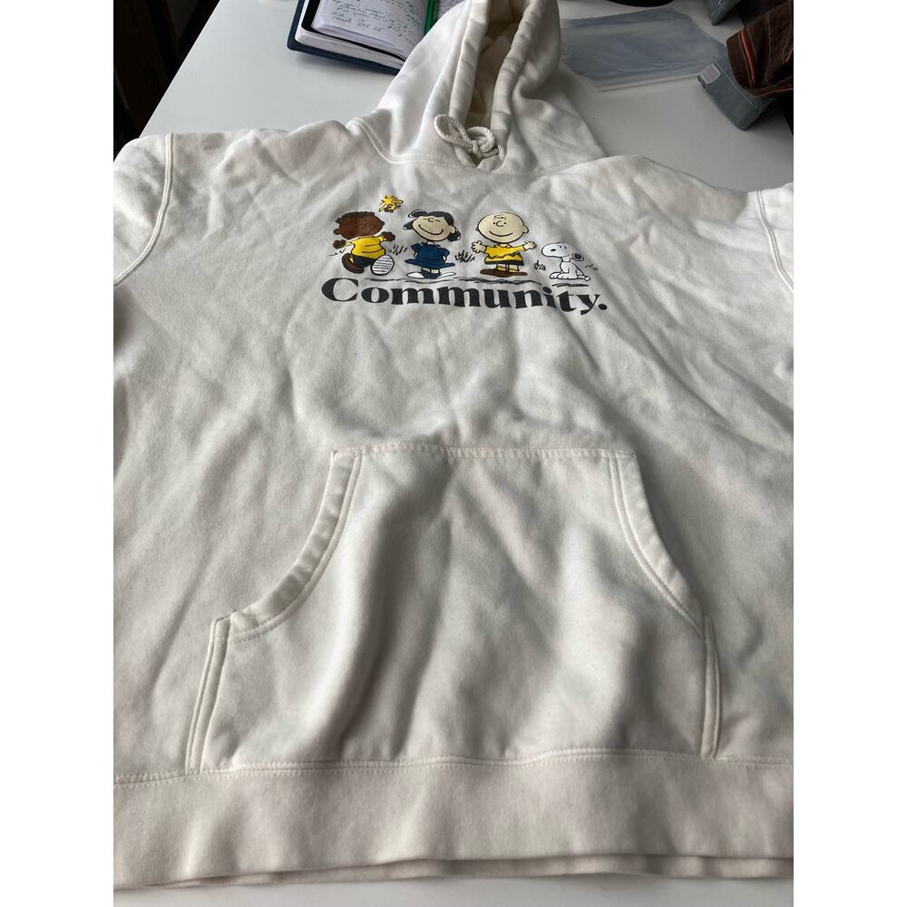Community the peanut gang graphic hoodie sweatshirt beige size xl